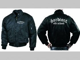 Hardcore Old School čierna zimná letecká bunda BOMBER Winter Jacket s límcom, typ CWU z pevného materiálu s masívnym zipsom na zapínanie 100%nylón, čiastočne vodeodolná